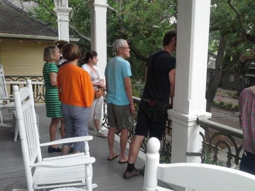 People in historical walking tour in New Orleans